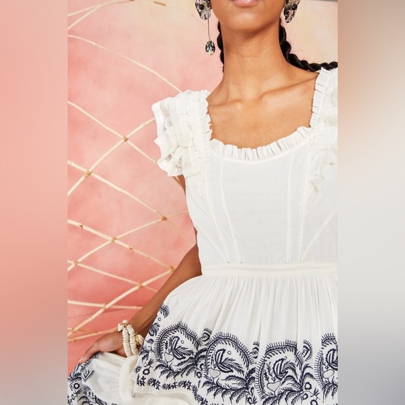 Ulla Johnson White and Black Maxi Juliette Dress SZ (6) - Picture 4 of 15